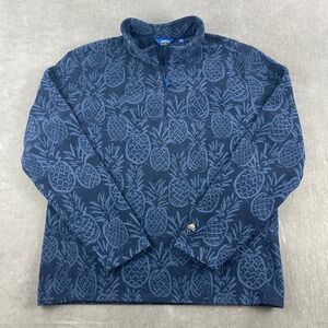 Chubbies Mens Large Blue Pineapple Fleece Quarter Zip Pullover Sweater